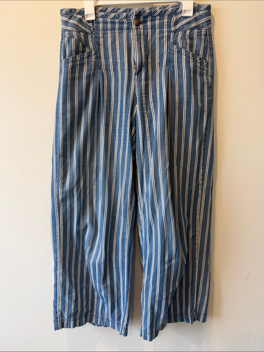 American Eagle Outfitters Blue and White Striped Wide Leg Pants